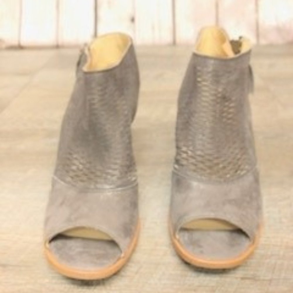 Paul Green Cayenne Peep To Sling Back Booties Metallic Smoke